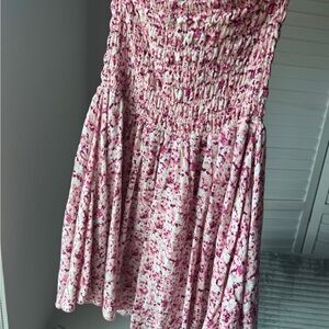 Pink Floral Smocked Romper